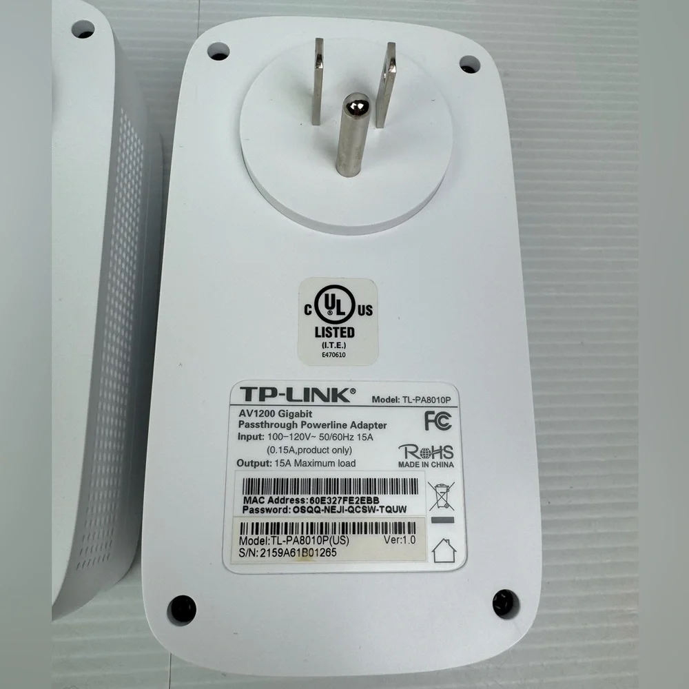 2 TP-LINK Powerline Kit AC1750 Wi-Fi Range Extender AV1200 TL-WPA8730 TL-PA8010